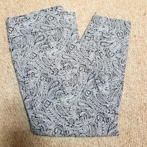 Back White Paisley High Waist Ankle Pants